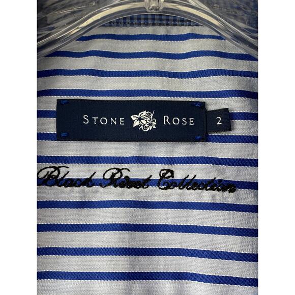 Stone Rose Black Rivet Striped Contrast Cuff Mens Button Down Shirt Size 2 Small - Picture 7 of 10